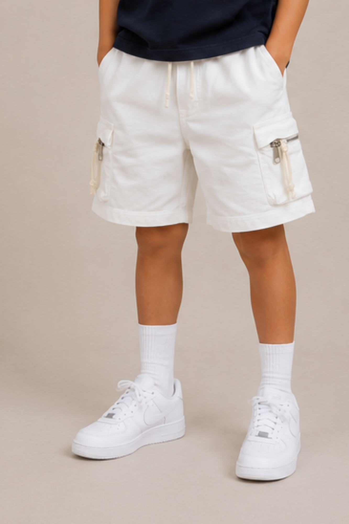 Cargo Shorts White Kids