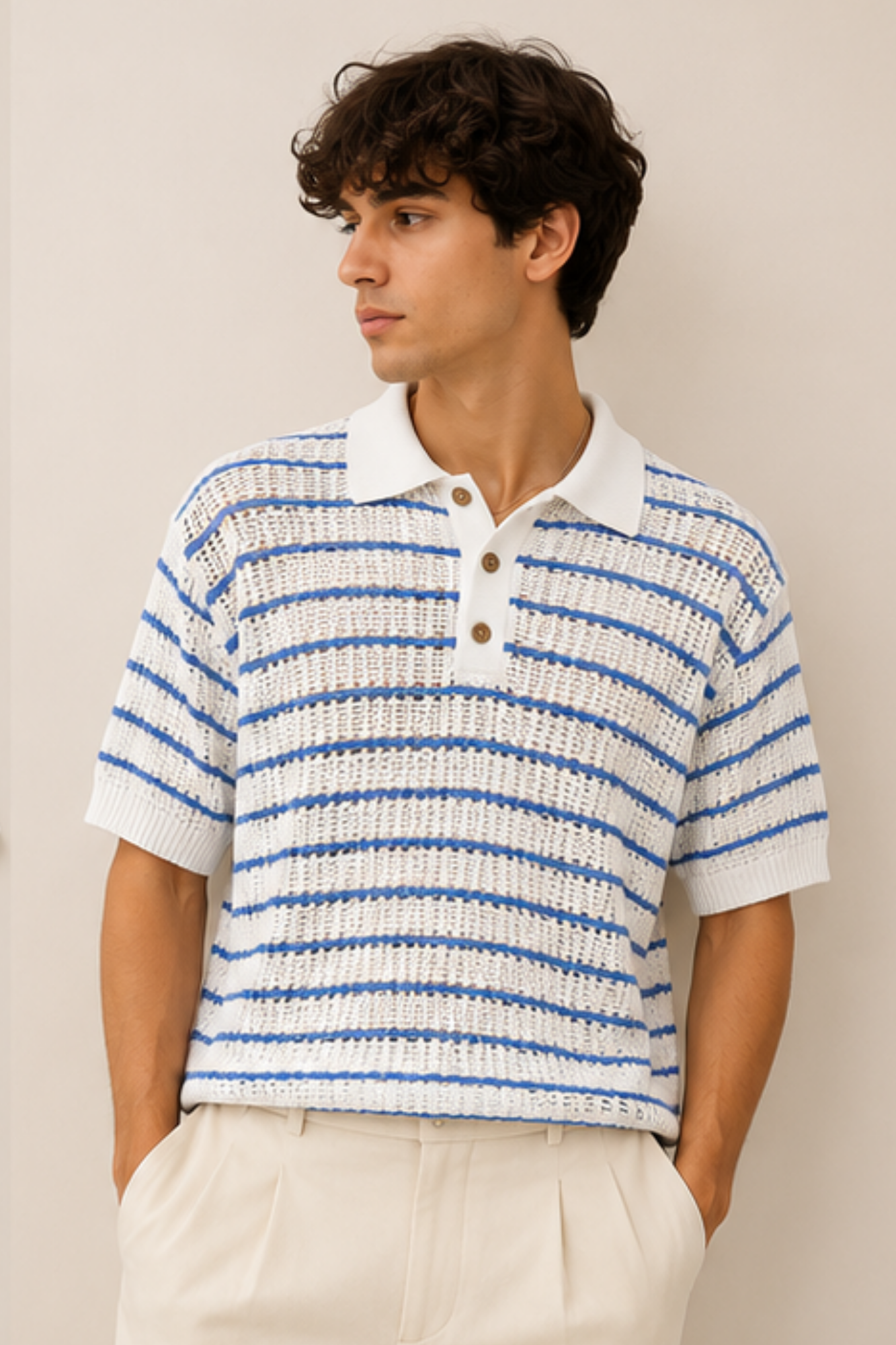 Ficko Riviera Knit Polo White/Blue