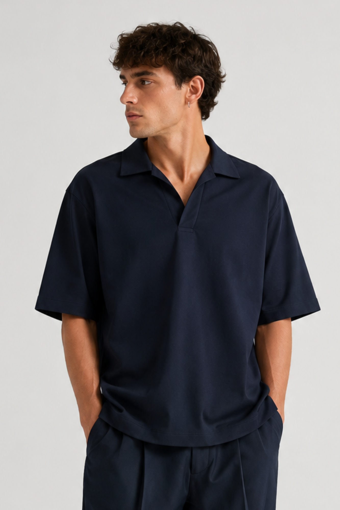 Polo FICKO Blu No Bottoni