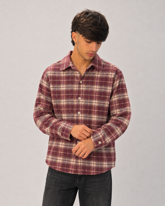 Camicia quadri rosso sfumato