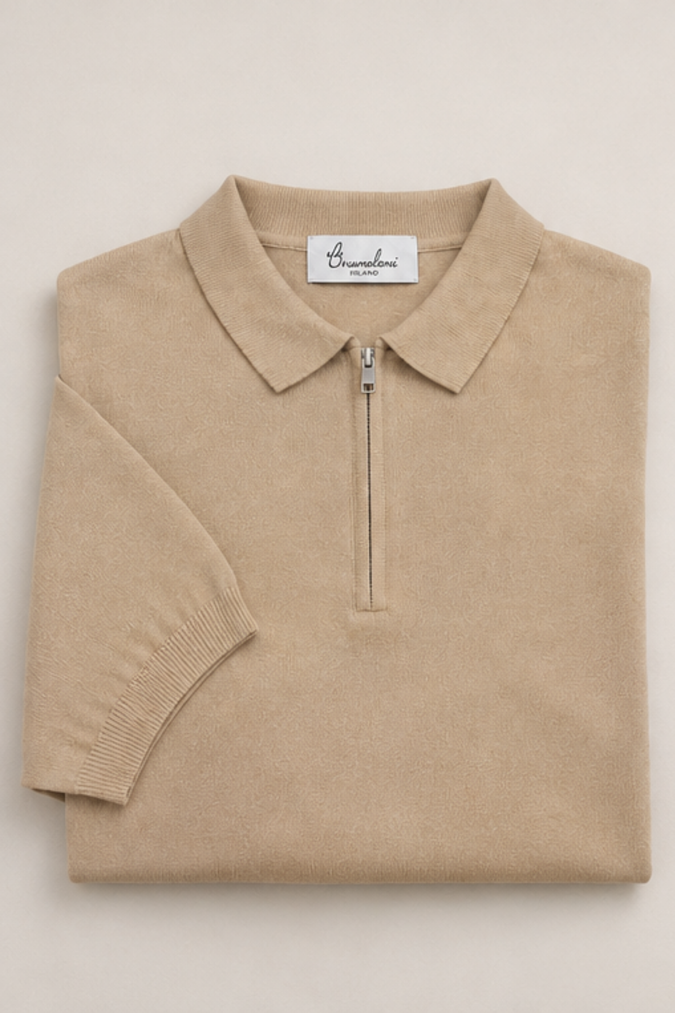 BrunoLeoni Zip Polo Beige