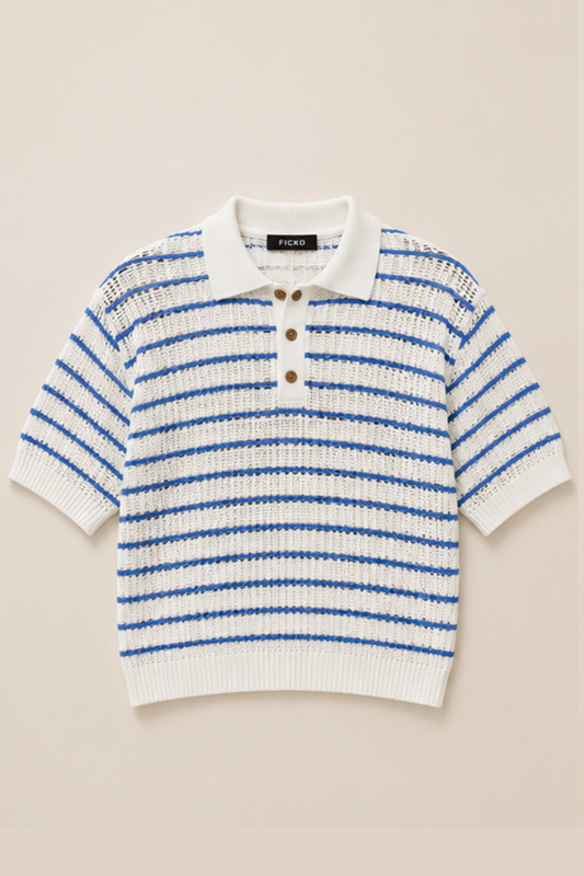 Ficko Riviera Knit Polo White/Blue