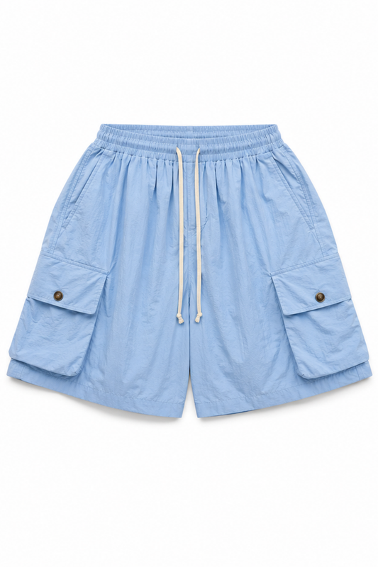 Cargo Shorts Sky Blue Button