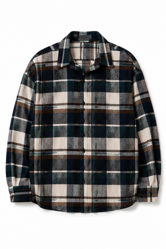 Checked Shirt Navy Beige