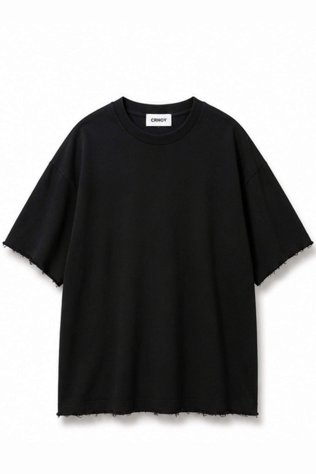 Raw Edge Oversize Tee Black