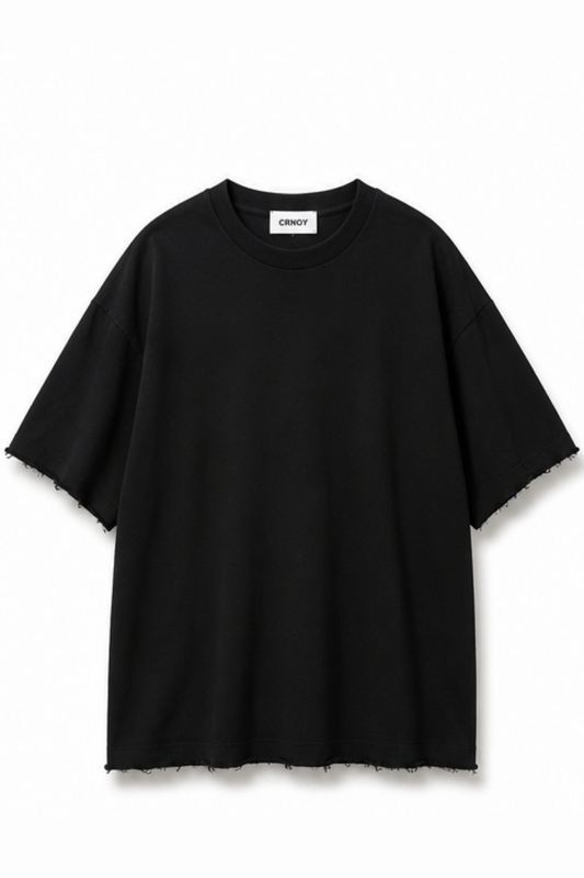 Raw Edge Oversize Tee Black
