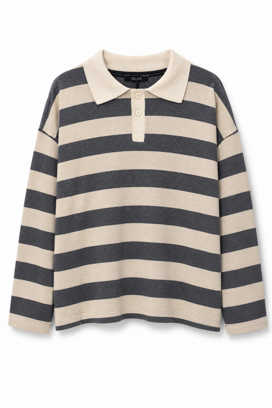 Maglia FICKO a righe – Sabbia/Grigio