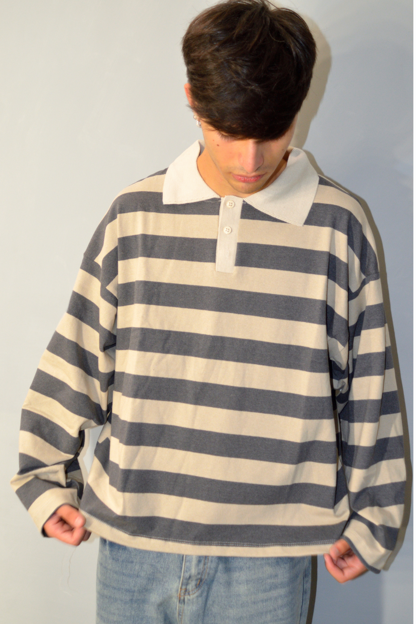 Maglia FICKO a righe – Sabbia/Grigio