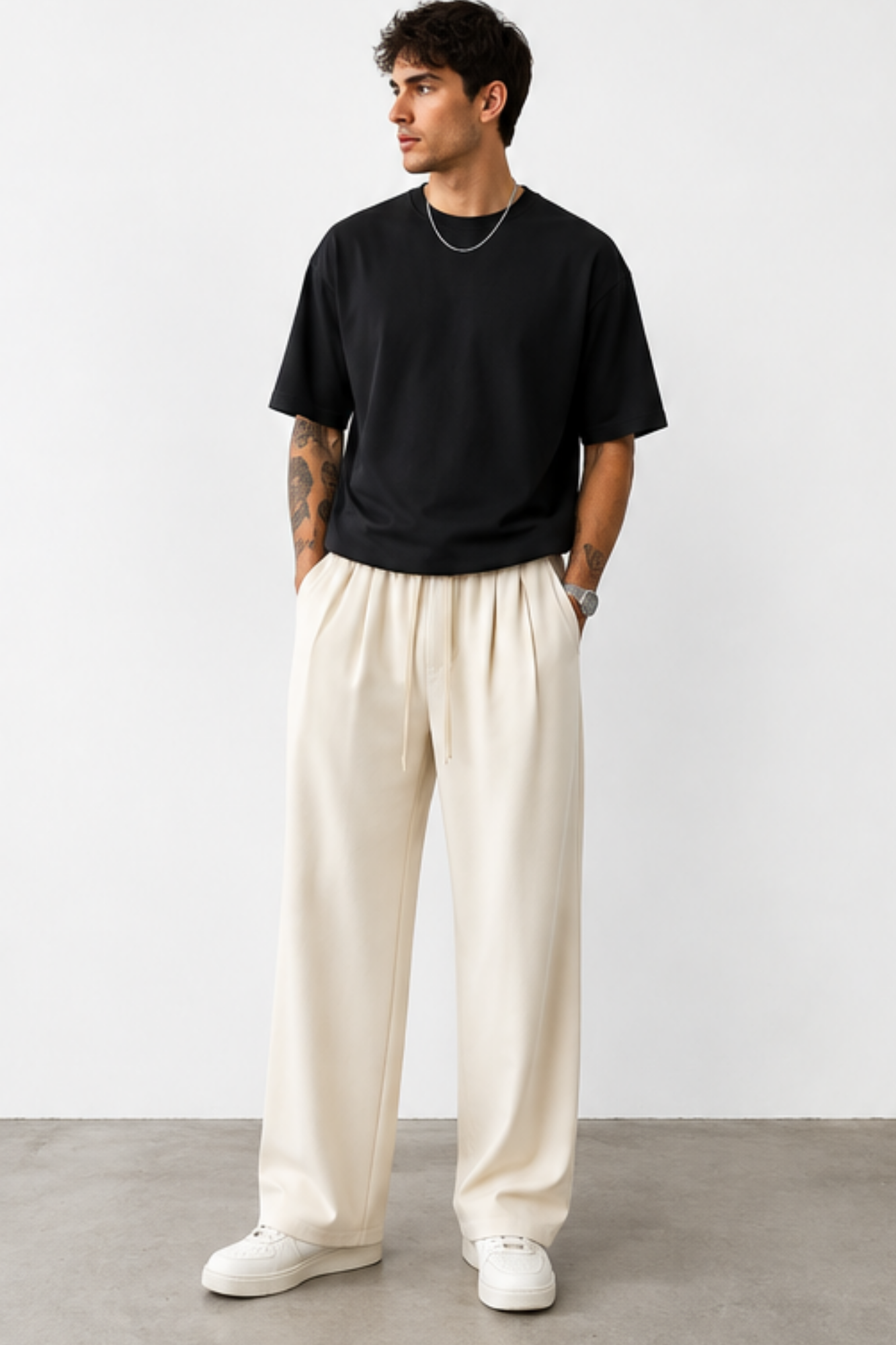 Pantalone Manhattan - Panna/Nero