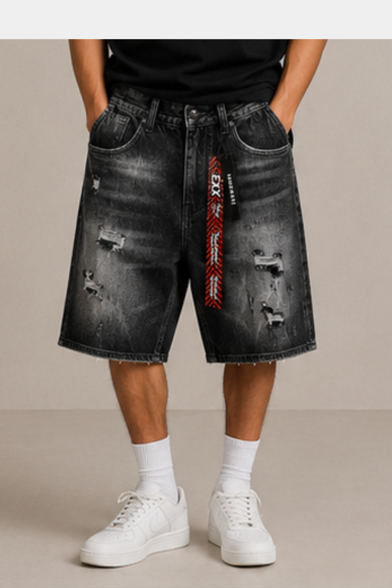 Shorts Denim Destroyed Black