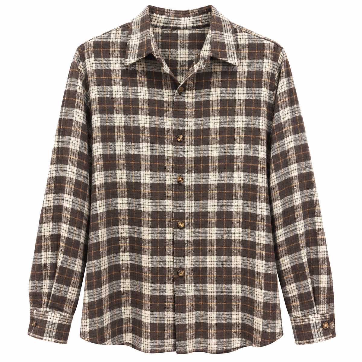 Camicia quadri marrone e panna