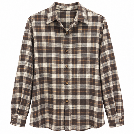 Camicia quadri marrone e panna