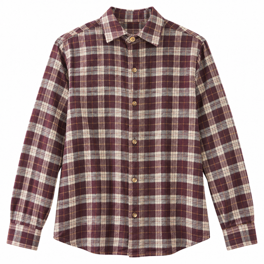 Camicia quadri bordeaux e panna