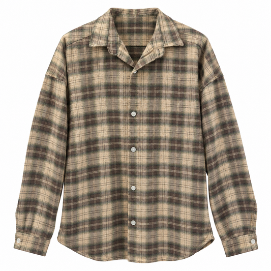 Camicia quadri beige e marrone