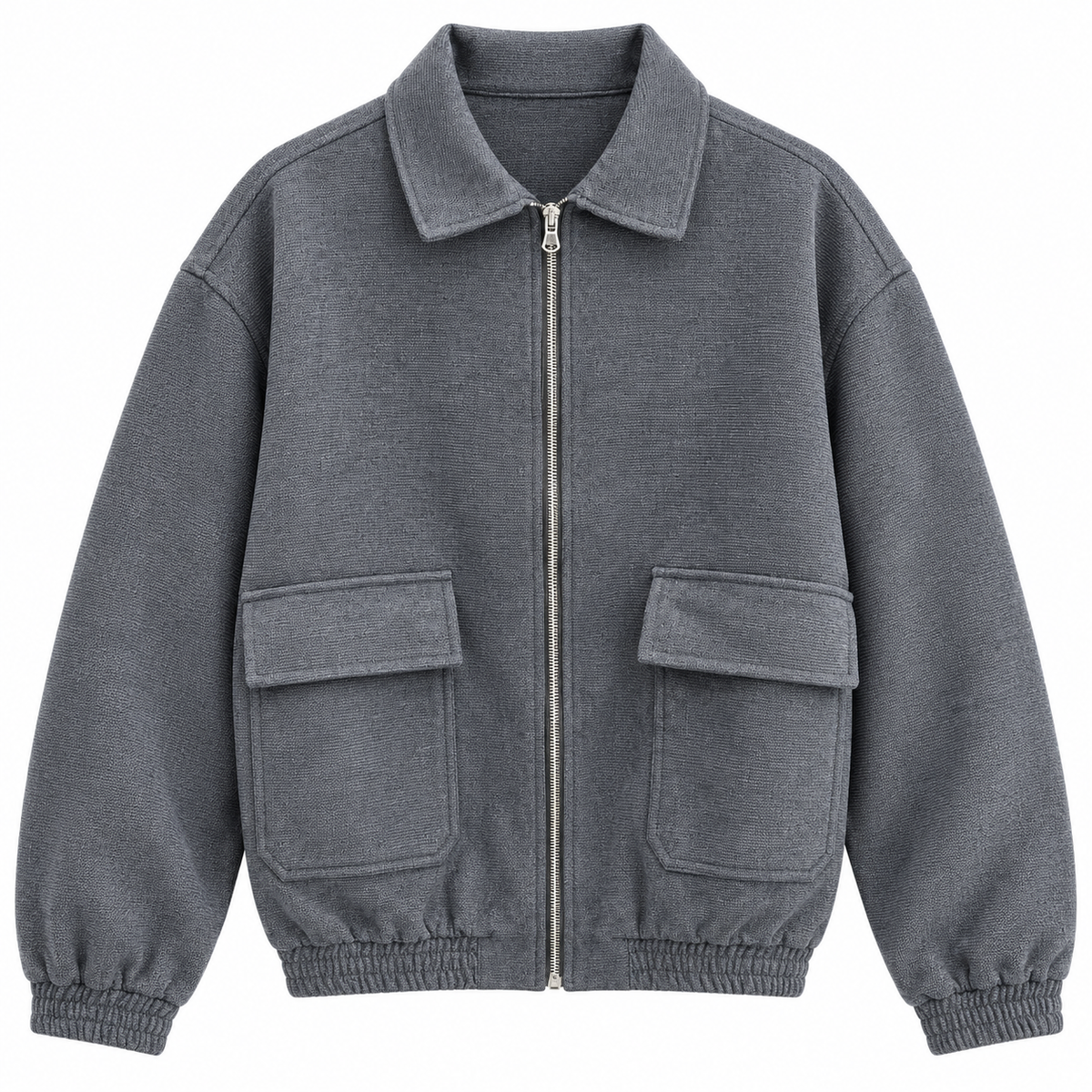 Giacca zip grigio piombo