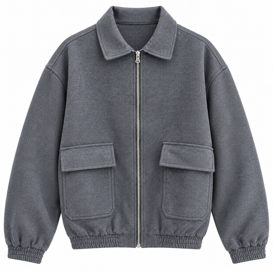 Giacca zip grigio piombo