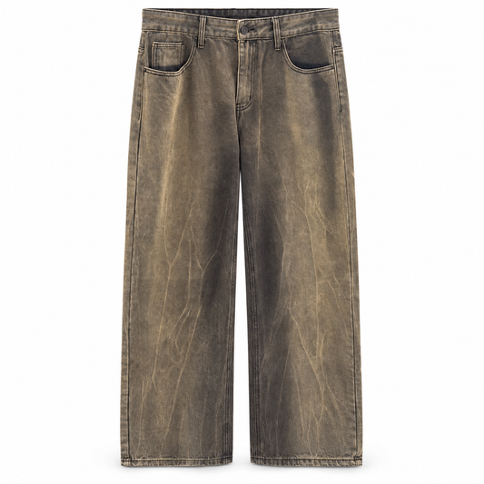 Jeans wide leg verde oliva slavato
