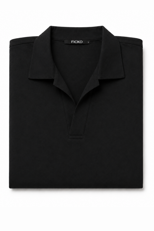 Polo FICKO Nera No Bottoni